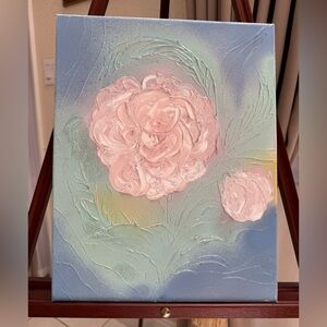 Impressionistic Pink and Blue Rose Painting 🦋